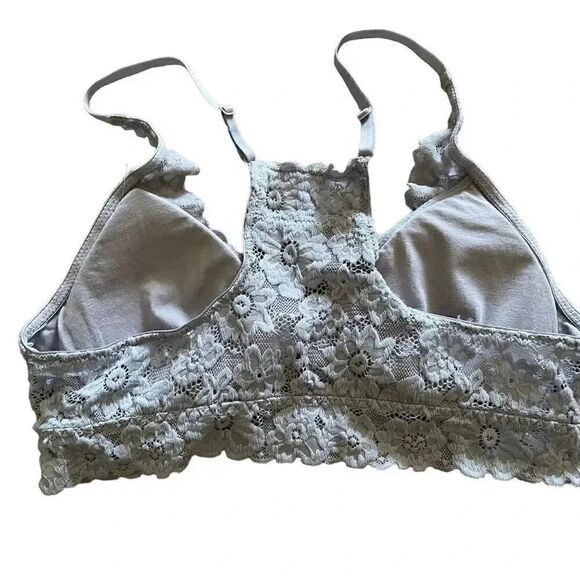 Mae Blue Embroidered Lace Paded Sporty Intimates Bralette Sport Bra SZ M - Picture 3 of 9